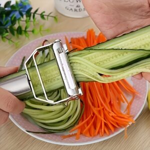 1 unidade de Descascador Multifuncional de Aço Inoxidável para Frutas e Legumes – Fatiador Manual, Ralador e Picador Utensílios de Cozinha para Casa, Cozinhar em RV e Residências Universitárias