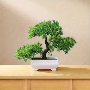 Árvore Bonsai de Pinho Artificial em Vaso Branco [Tamanho Compacto] – Vegetação Realista para Decoração de Interiores, Ideal para Corredor, Armário, Estante – Presente Perfeito para Inauguração de Casa, Natal, Halloween, Páscoa, Hanukkah, Dia dos Namorados, Dia de São Patrício, Dia das Mães, Decoração de Prateleira|Estilo Bonsai Tradicional|Decoração Sem Manutenção