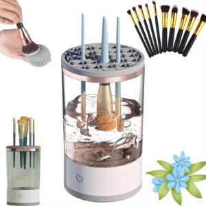 Limpador de pincéis de maquiagem elétrico 1pc, Limpador de pincéis de maquiagem cosmética, Limpador de pincéis de maquiagem elétrico novo de 2024, Limpador de pincéis de maquiagem, Limpador de pincéis de maquiagem giratório automático adequado para todos os tamanhos de pincéis de maquiagem