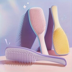 1pc Pente de Massagem com Cabo Longo Macarrão, Pente de Desembaraçar Confortável, Cabo de Plástico ABS Antiderrapante, Escova de Cabelo de Borracha de Nylon para Cabelos Normais, Pente de Massagem para Couro Cabeludo