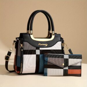 Uma bolsa tote elegante e espaçosa para o Dia da Mãe, perfeita para mães e famílias, com um conjunto de bolsas elegantes e bolsas crossbody que exalam um sentimento de luxo e simplicidade, ideal para presentes de Páscoa.