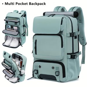 Mochila versátil de grande capacidade para homens e mulheres – Mochila durável para caminhadas e acampamentos com compartimento para sapatos, porta de carregamento USB e vários bolsos – Ideal para presentes de negócios e pessoais, mochila de acampamento