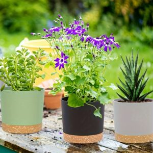 4 peças, Vasos de Flores de 12.7 cm, Vasos para Plantas de Interior com Furos de Drenagem e Base Removível, Decoração Moderna Estilo Saucer para Vasos de Jardim Externo