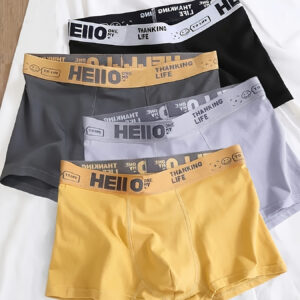 Conjunto de 4 cuecas masculinas, boxers modernos para homens, respiráveis e confortáveis, cuecas elegantes e na moda.