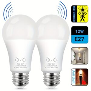 1pc Kasotile Sensor de Movimento Lâmpada LED, 9W Regulável, 6000K Branco, Base E26, 800-1000Lm, Cuidados com os Olhos, Sem Cintilação, com Nascer do Sol ao Pôr do Sol, para Garagem Varanda Escadas Pátio, Shopping Centers, Hotéis – Iluminação Interna