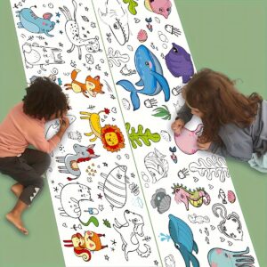 Rolo de Doodle Criativo e Pintura para Idades 3+ – Papel de Grafite Desdobrável de 300CM, Desenvolva a Criatividade e Habilidades Motoras, Compatível com Tinta Aquarela de Cores Misturadas