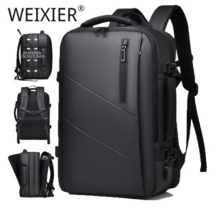 WEIXIER 2024 Mochila de Viagem Grande Capacidade, Expansível com Alças Duplas para Laptop, Estilo Casual, Nylon Leve com Alça Ajustável, Fechamento com Zíper, Forro de Poliéster, Carregamento USB, Limpeza com Pano Úmido, Sem Bateria – Ideal para Sair