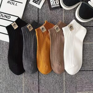 5 Pares de Meias Simples para Tripulação, Confortáveis e Respiráveis Meias de Cano Baixo para Ankle, Meias e Calças para Mulheres