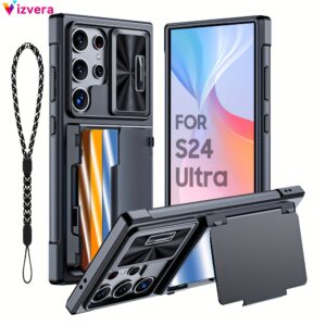 Para Samsung Galaxy S24 Ultra Case Carteira, Suporte para Cartões (4 Cartões) e Capa para Câmera e Suporte para Chute, [Bloqueio RFID] para Mulheres Homens, Caixa Protetora Completa para S24 Ultra 2024