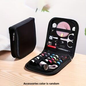 1peça Kit de Costura de Viagem Compacto com Linhas Assortidas, Agulhas, Tesouras – Suprimentos de Reparo Essenciais para Reparos Rápidos, Uso de Estação, Acessórios de Costura|Kit de Costura Compacto|Estante de Tecido Durável, Acessórios de Costura