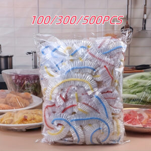 500/300/100peças Elásticos Alimentos Frescor Envolventes – Coberturas de Prato Transparentes Extensíveis – Disponível, Multi-Use, Sem Cheiro Filme de Cozinha Adesiva, Proteção contra Poeira de Mosca