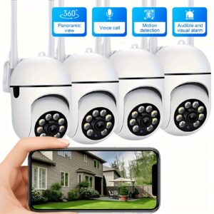 Câmera de Segurança Inteligente Sem Fio Full HD 1080P – Wi-Fi Confiável, Pan/Tilt/Zoom Avançado, Visão Noturna em Cores Cristalina, Áudio Bidirecional, Rastreamento Inteligente de Movimento – Perfeita para Monitoramento de Animais de Estimação, Uso Interno/Externo