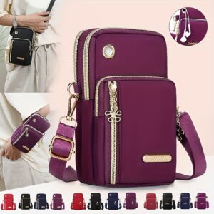 Bolsa móvel casual feminina minimalista e elegante, bolsa de braço esportiva e fitness, mini carteira portátil com zíper
