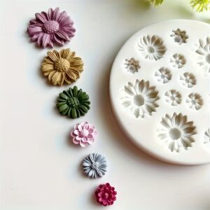 Molde de Silicone com Pequenas Margaridas 1pc, Pequenas Margaridas