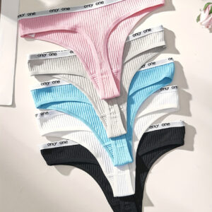 5 peças de calcinhas fio dental com cinto de letras sexy, calcinhas de contraste de cor confortáveis e esportivas para mulheres, roupa íntima feminina de outono e inverno