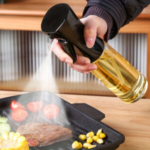 1pc/ Frasco de spray de óleo de cozinha, pulverizador de óleo de cozinha, pulverizador de óleo de PET de 200ML/300Ml, frasco de spray de fritadeira de ar, suprimentos de cozinha para assar, pulverizador de óleo de canola, fabricação de saladas, assar, fritar, grelhar, vegetação, salão, cabeleireiro (branco/preto)