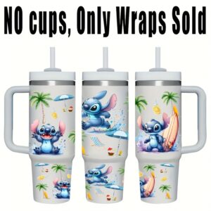 2 unidades Adesivos de Design Praia Tropical para Canecas Isoladas de 40oz – Material PVC Durável UV, Ideal para Garrafas de Água, Capinhas de Celular e Laptops, Presente de Férias Perfeito, Acessórios de Praia | Design Divertido | Acessórios de Praia Duráveis