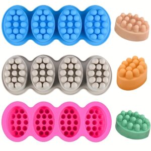 Molde de Sabonete de Massagem de Silicone Antiaderente de 4.5oz – 4 Cavidades, Livre de BPA, Ferramenta para Fabricação de Sabonete Artesanal DIY, Moldes de Sabão