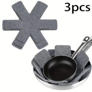 Conjunto de 3 peças de protetores de feltro grandes, médios e pequenos para panelas e frigideiras, divisórias resistentes ao calor para evitar arranhões, protetores individuais para superfícies, utensílios de cozinha, acessórios para panelas