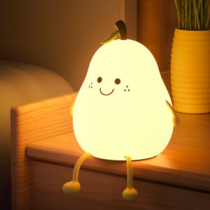 Encantadora Luz Noturna LED em Forma de Pera com Controle Touch – Recarregável por USB, Brilho Ajustável, Múltiplas Cores – Perfeita para Ambiente de Quarto
