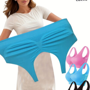 Conjunto de 3 sutiãs desportivos de tamanho grande – Sem costuras, cobertura total, sem costuras, absorção de choque, almofadas removíveis, design de costas em malha para mulheres, ideal para corrida, ioga e fitness, sutiã desportivo de tamanho grande|Construção sem costuras|Almofadas removíveis, conjunto de sutiãs desportivos