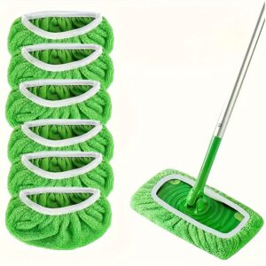 6pcs Almofadas de Esfregão Reutilizáveis – Laváveis & Duráveis, Panos de Chão Planos, Alta Absorção para Limpeza a Seco e a Molho, Fáceis de Limpar, Poliéster Sustentável (Esfregão Não Incluído)