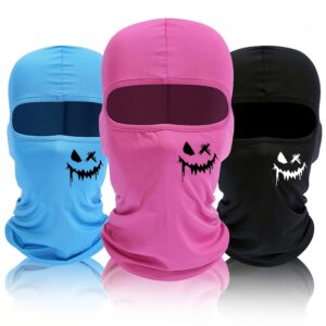 Máscara de esqui com estampa de rosto sorridente, 3 peças/2 peças/1 peça, para homens e mulheres, proteção UV, à prova de vento, para snowboard e motocicleta.