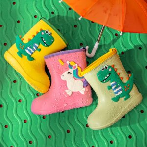 Botas de Chuva Coloridas e Desenho Animado para Crianças – Impermeáveis e Antiderrapantes em EVA, com Desenhos de Dinossauro, Unicórnio e Crocodilo – Perfeitas para Aventuras ao Ar Livre e Vestuário Casual, Todas as Estações