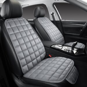 Um Conjunto de Dois Assentos de Carro, Essenciais para Outono e Inverno, com Capas de Pelúcia Macia e Bolsos de Armazenamento para Dirigir Confortavelmente, Compatível com Vários Interiores de Carro, Feito de Espuma de Memória.