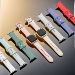 Pulseira Esportiva de Silicone Macio para iWatch Série 1-9 – À Prova d’Água, Confortável e de Substituição em Várias Cores para Homens & Mulheres, Tamanhos 42mm/44mm/45mm/49mm – Fecho de Borboleta Seguro