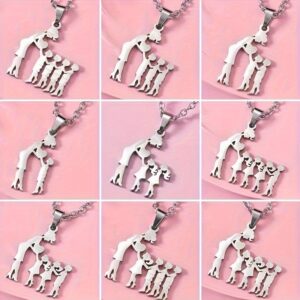 Colar de pingente familiar em aço inoxidável, moda, para mães, Natal, Dia das Mães