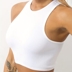 Top De Tanque De Ioga Com Cores Sólidas, Sem Mangas, Respirável E Com Tecnologia De Absorção De Umidade, Top De Colete Para Mulheres, Roupas Esportivas Femininas