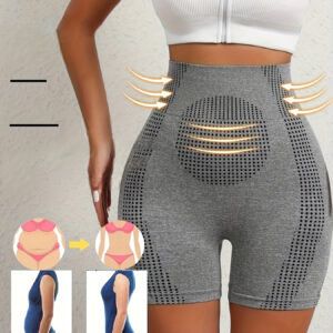 1peça Shorts Femininos de Cintura Alta com Design Perfurado – Efeito Modelador, Suporta Barriga e Coxas, Sem Recheio, Shorts Cinzas Fashion para Fitness e Uso Casual, Shorts Casuais|Shorts Fashion|Ajuste Confortável, Shorts de Cintura Alta