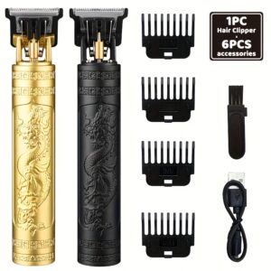 Cortador de Cabelo Profissional e Conjunto de Tosa de Barba, Recarregável USB Sem Fio, Kit de Corte de Cabelo Elétrico, com Lâmina Afiação, ≤36V Voltagem de Funcionamento, com 4 Pentes Guia, para Higiene Pessoal Masculina