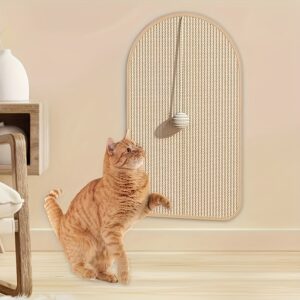 Tapete de Arranhar de Sisal para Gatos – Durável, Seguro para Sofá com Brinquedo Divertido para Gatos, Tapete para Gatos