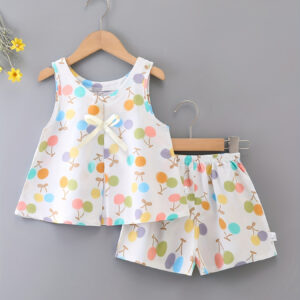 Conjunto de Colete Casual de Verão para Menina com Duas Peças, Perfeito para o Exterior