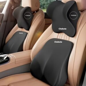 Conjunto de Almofadas para Assento de Carro Antropomórficas – Suporte Lombar em Espuma de Memória e Travesseiro de Pescoço, Adequado para Lavagem à Máquina, Suporte Lombar, Uso no Carro – Presente Ideal