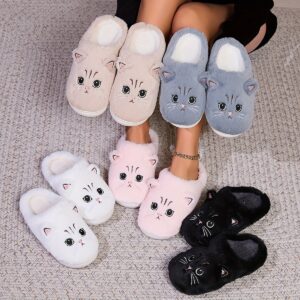 Chinelos de Gato Preto Confortáveis e Macios para Mulheres