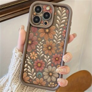 1 X Capa de Telefone com Padrão Floral e Design de Proteção para Câmera para iPhone 11 Pro Max/12 Pro Max/13 Pro Max/14 Pro Max/15 Pro Max, iPhone 16 Plus/16 Pro Max, Samsung, Redmi, Oppo/Realme, VIVO, Infinix, Honor e OnePlus