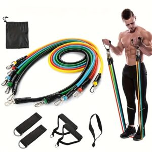 Conjunto de bandas de resistência, kit de exercícios multifuncionais para o corpo superior com 11 peças – combinação de corda de resistência para fitness