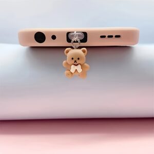 Pingente à prova de poeira para celular em formato de urso 3D