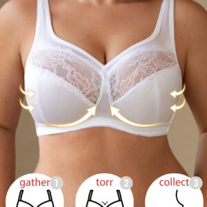 Sutiã Regata Elegante Plus Size com Renda para Mulheres – Respirável, Design Sexy com Aro e Copas Não Acolchoadas