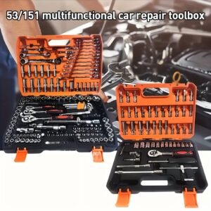 53/151pcs Conjunto de Ferramentas de Reparação de Carro Universal – Solução de Manutenção Automotiva Abrangente – Acessórios Metálicos de Alta Qualidade e Duráveis para Reparo DIY e Uso Diário