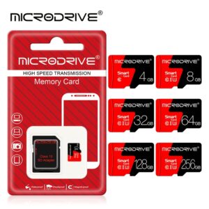 MICRODRIVE 128GB Cartão de Memória TF SD de Alta Velocidade U3 UHS-I Classe 10, Disponível em Tamanhos 4G, 8G, 16G, 32GB, 64GB, 256G, Além de um Adaptador de Leitor de Cartão USB 4K HD.