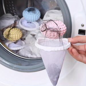 Conjunto de 3 Peças Removedor de Cabelo e Fiapos para Lavanderia – Filtro 2-em-1 para Máquina de Lavar com Saco de Malha Flutuante, Não Necessita de Energia