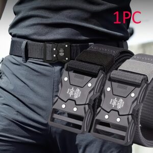 Cinto de lona preta elegante com fecho de plástico – Suporte de cintura versátil para treinamento e esportes ao ar livre, alça ajustável para homens, acessório de roupa casual, suporte de cintura esportivo | Cinto de cintura ajustável | Material de cinto durável, cinto de utilidade