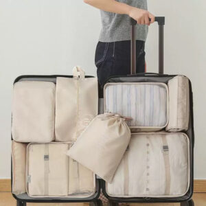 Conjunto de 7 peças para organizar roupas de viagem, lavagem à mão ou limpeza profissional, material de poliéster, adequado para viagens de negócios e férias.