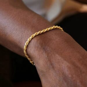 1pc Pulseira Masculina Elegante e Simples de Aço Inoxidável com Corrente de Corda Torcida