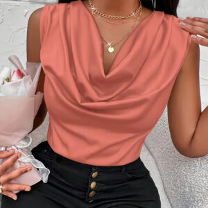 Top de verão elegante e sofisticado sem mangas para mulheres