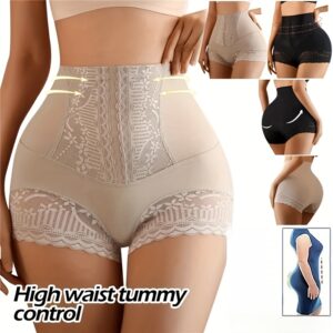 1 Par de Calcinhas Elásticas de Cintura Alta para Mulheres, Sem Costura, para um Abdomen Plano, Ideal para Uso Pós-parto no Verão